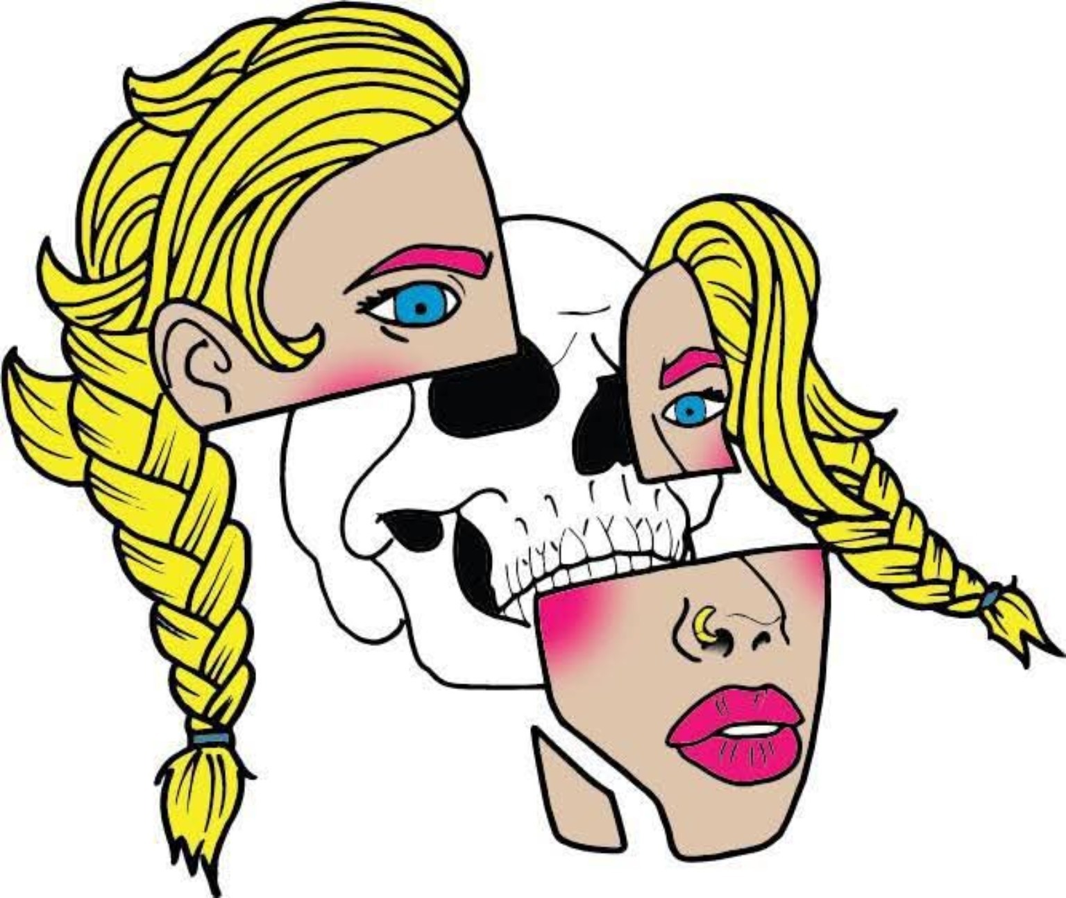Original Bomb Beauty & Co blonde and skull illustration