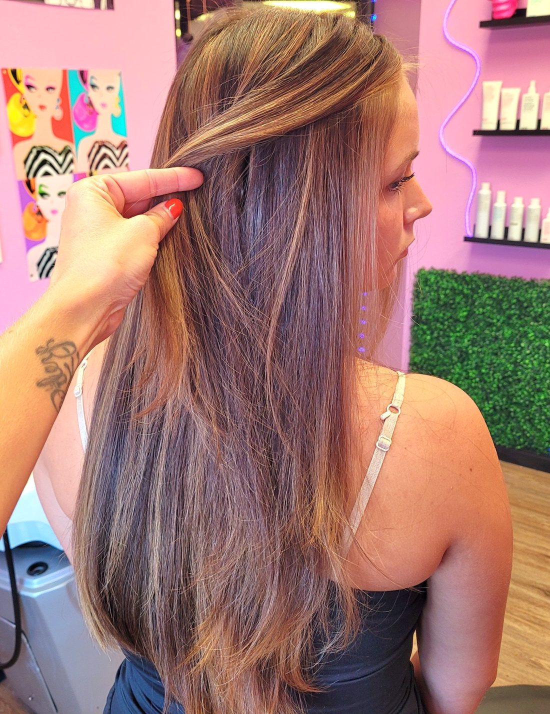 Long blonde hairstyle