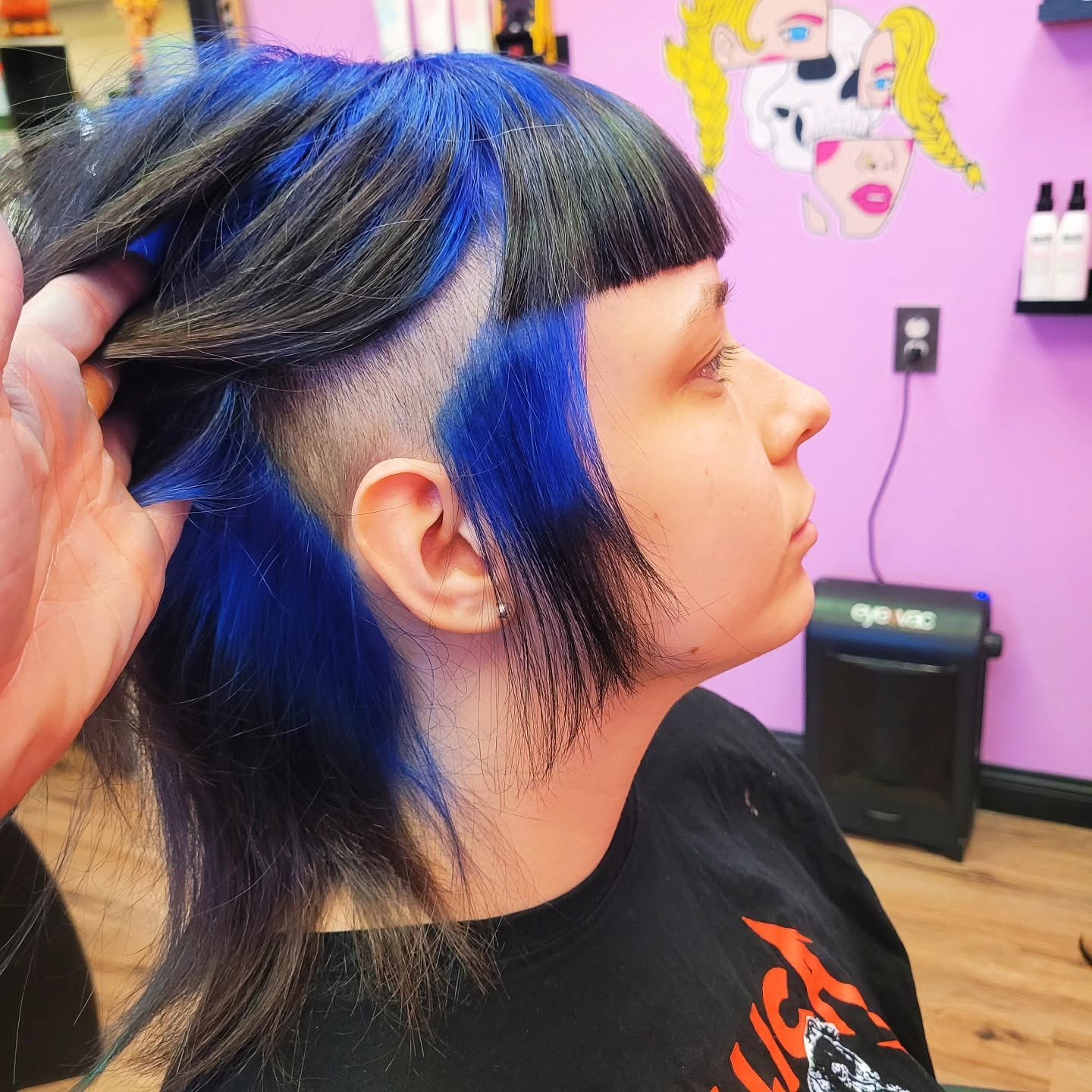 Electric blue undercut detail